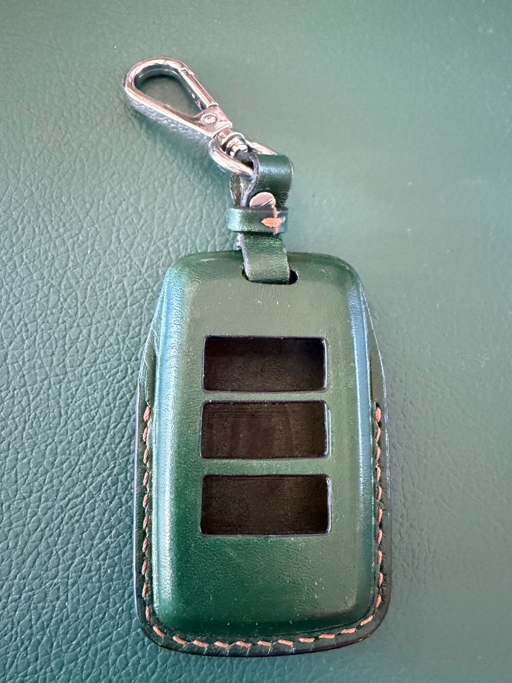Land Rover Green Leather Key Fob Cover with Clip